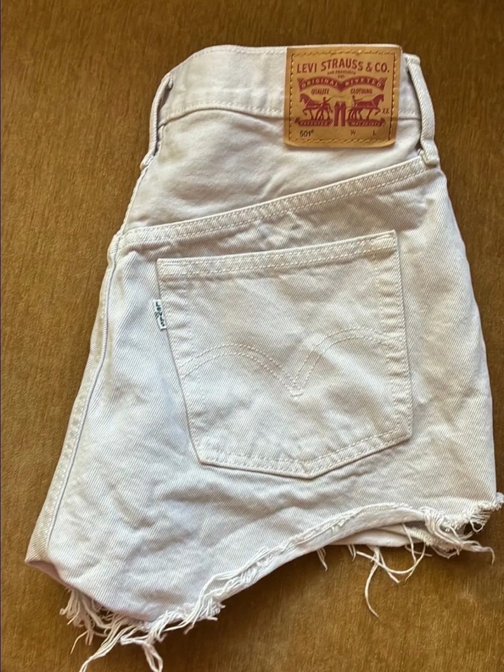Levi's lilac button fly Frayed Hem Jean Shorts